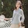 Vêtements ethniques vêtements traditionnels chinois pour femmes chemise en coton Cheongsam hauts Tang costume à manches longues col en v lâche dames haut Hanfu 2022