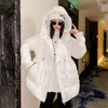 Women's Trench Coats Candy Colors Winter Hooded Cotton Parka Coat Drawstring Waist Thick Warm Long Sleeve Female Padded Jacket Ropa De Mujer