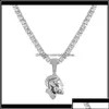 قلادة قلادة Rdotidotp Nipsey Hussle Cuban Necklace مع سلسلة التنس المثلجة Bling cubic Zirconia sh bdehome ot04o