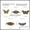 Pins Brooches Pins Jewelry European Insect Series Butterfly Moth Shape Brooch Pin Women Animal Alloy Enamel Clothes Bdehome Otzvn