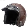 Motosiklet kaskları retro kask vintage yarım 3/4 deri kişilik pedalı elektrikli araç motokros moto aksesuarları b