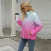 Frauen Unten 2022 Winter Gedruckt Lange ärmeln Tasche Zipper Casual Jacke Schaffell Mantel Frauen Kleidung