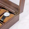 Titta p￥ l￥dor Brown Vintage Box 3/6/10/12 Slots Wood Luxury Storage Organizer Pu Leather Inner Soft Pillow Display