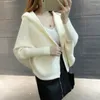 Women's Knits Cardigan Women Hooded Sweater Batwing Sleeve Shawl Jacket Ladies Knitted Cape Autumn Winter Female Short Cloak Knitwear Coat