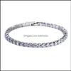 Tennis Bracelets sieraden luxe 4 mm kubieke zirkonia ijsketen ketting kristallen bruiloft voor vrouwen mannen goud sier armband drop bdehome otbdi