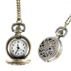 Pocket Watches Fashion Vintage Women Watch Alloy Retro Hollow Out Flowers Pendant Clock Sweater Necklace Chain Lady Gift XRQ88