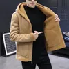 Plus Size Jacket Men Winter Fur Lined Thicken Hooded Jacket Wool Warm Jackets Vintage Style Street Fashion Clothing Mens