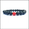 チャームブレスレット8mm Agate Chakras Black Lava Stone Beads Elastic Essential Oil Diffuser Bracelet vol bdehome otfde