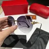 Neueste Mode-Sonnenbrille für Herren, Sonnenschutzbrille, Leopardenkopf, Verbundmetall, randlos, optischer Rahmen, klassisch, rechteckig, quadratisch, goldfarben, Luxus-Sonnenbrille für Damen 5588