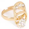Ketting oorbellen ingesteld 4 stks/set sieraden vrouwen meerlagige strass pendant ring gouden kleur bruids