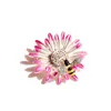 Brooches Pin Daisy Flower Bee Gold Pink Color Rhinestone For Women Brooch Clothing Accessories Gift 40mm X 1 Piece