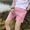 Short en lin hommes mode Streetwear couleur unie léger respirant Shorts vêtements d'été Cool mince court Homme