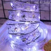 クリスマスデコレーション4mリボン付きLEDライト付きリボンホームフェアリーストリング装飾品ノエル2022クリスマスギフト年パーティー