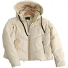 Trench da donna Ailegogo Parka in pelle PU allentata Moda donna con cappuccio Faux Elegante cerniera solida Giacche in cotone da donna