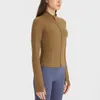 L211 Waist Length Sports Jackets Yoga Clothes Cotton Sweatshirts Slim Fit Coat Autumn Winter Cropped Jacket with Thumbholes