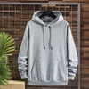 Heren Hoodies Solid Color Hooded Men Kangaroo Pocket Elastische kap Ribbed Cuff Sweatshirt Pullover Plus Maat 6xl 7xl 8xl