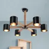 Pendant Lamps BLUBBLE3/6/8 Heads American Lights Suction Top AC 90-260V LED Hanglamp Parlor Bedrooms Wood Lighting