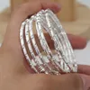 Bangle 6 Pack Classic Silver Armband och White Dubai Bridal Jewelry Arabian Gift Party for Women