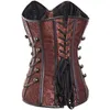 Steampunk Korset met Sluiting Bevestigingsmiddelen Ketting Steel Bone Korsetten Taille Training Gothic Bustier met Ronde Gesp Body Shaper Plus S305H