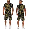 Survêtements pour hommes Summer Golden Lion 3D Tees / Shorts / Costume T-shirt graphique décontracté pour hommes Ensemble deux pièces Hip Hop Fashion Survêtement à manches courtes 221006