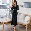 Work Dresses Elegant Double breasted mermaid knit Dress Women Autumn Sheath Office Wear Long Dress Occupation Work Bodycon Vestidos 221006