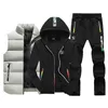 Roupas masculinas de traje de pista masculino traje de traje de suor Suor Swinter Roupas masculinas Homens de 3 peças Capuz de colete Conjunto de lã Zipper esporte casual Sorto 221006