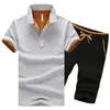 Tracksuits voor heren zomermerk Men Sportsets 2-koppig casual mannen met korte mouwen Polo shirtshorts Running Fitness Suit mannelijk tracksuit 221006