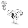 925 Silver Fit Pandora Charm 925 Armband 12 Constellation Zodiac Diy Love Charms Set Pendant DIY Fine Pärlor smycken