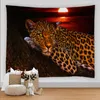 Tapisseries Nuit Vue Tapisserie Animal Léopard Jungle Nature Paysage Tenture Maison Chambre Asthetic Kawaii Room Decor Tapiz