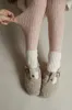 Leggings meias da primavera Autumn meninas de malha de malha coreana coreana cor sólida crianças calças magras calças elásticas 221006