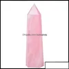 Konst och hantverk Arts and Crafts Gifts Home Garden Natural Rose Quartz Crystal Tower Mineral Chakra Healing Wandsreiki Energy Stone Si DHSM8