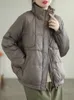 Damen Down Parkas Herbst Winter Down Jacke Frauen stehen Kragen locker lässiger dickes Sr weißer Ente Down Mantel weiblich solide lose koreanische Outwear 220930