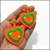Dangle Chandelier Dangle Chandelier Orange Blue Heart Star Earrings For Women Cute Romantic Drop Acrylic Jewelry Fashio Mjfashion Dhp4O