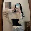 Women's Sweaters 2022 Y2K Clothes Autumn Knitted Pullover Crop Top Poncho Women Long Sleeve Casual Loose Knitwear Chic Fashion Tops Pull