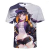 Męskie koszule hololive vTuber ninomae ina'nis 3D drukowane tshirts preppy mężczyźni/kobiety strej streśnia streetwear streetwear kawaii koszulki dla dzieci tops