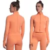 Vêtements de sport pour femmes haut de yoga pour femmes vêtements de sport à manches longues à séchage rapide cardigan fermeture éclair slim nude fitness mode course à pied vêtements de sport