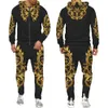 Tracksuits voor heren set 3D printen mode persoonlijkheid creatieve heren ritssluiting pakken met capuchon casual sweatshirt zweetwegen twee sets tracksuits 221006