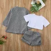 Kledingsets Pudcoco Us Bouillon 1-6 jaar schattig geboren babymeisjes kleren afdrukken geruite jas kort shirt boven broek formeel bovenkleding