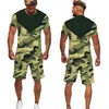 Herren-Trainingsanzüge, Sommer-Herren-Camouflage-T-Shirt/Shorts/Anzug, kurzärmlig, Street-Style, Sportbekleidung, T-Shirt, Shorts, lässig, lockere Passform, 221006