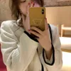 Vestes coréenne femme blanc Tweed basique veste manteau femmes vêtements vêtements d'extérieur manteaux canal Style costume recadrée rayé Kawaii Y2210