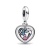 925 argento Fit Pandora Charms originali Ciondolo fai da te donna Bracciali perline Famiglia Spinning Heart Globe Dangle Best Friend Heart