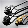 Hanger kettingen punk roestvrijstalen skl ketting hanger ketting ketting vintage gouden sierige zwarte kleur hiphop statement kettingen lulubaby dhtqk