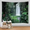 Tapestries 3D Printing Waterfall Landscape Tapestry Tropical Forest Plant Tree Nature Scenery Home Living Room Bedroom Asthetic Decor