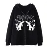 Heren hoodies zip hoodie skelet vlinder gedrukt goth sweatshirt sport jas pullover lange mouw oversized jas heren mode tops