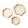 Jewelry Pouches Natural Wood Display Plate Hexagon Earrings Necklace Bracelet Storage Box Carrying Case Po Prop Organizer 1PC