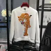 Men's Hoodies Brand Men's Personality Heavy Lndustry Water Diamond Big Leopard Male Hoody Clothing Jogging Sweatshirts Quick Send