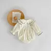 Rompers 2022秋の新しい子供の女の子の花長いスリーブロンパーベビー刺繍カジュアルジャンプスーツ幼児フルコットン幼児衣装J220922