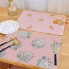 Table Mats Cute Pink Cloth Placemat Creative Flamingo Leaf Pattern Dining Mat Heat Insulation Non Slip Placemats Bowl 1PCS