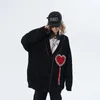 Women's Knits Tees Deeptown Gothic Heart Cardigan Sweater For Women Harajuku Emo Embroidery Black Knitted Jumper Female Vintage Long Sleeve Jackets 221006