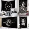 Tapisseries Boho décor Tarot carte chat noir tapisserie tenture murale Hippie lune loup sorcellerie ation crâne 221006